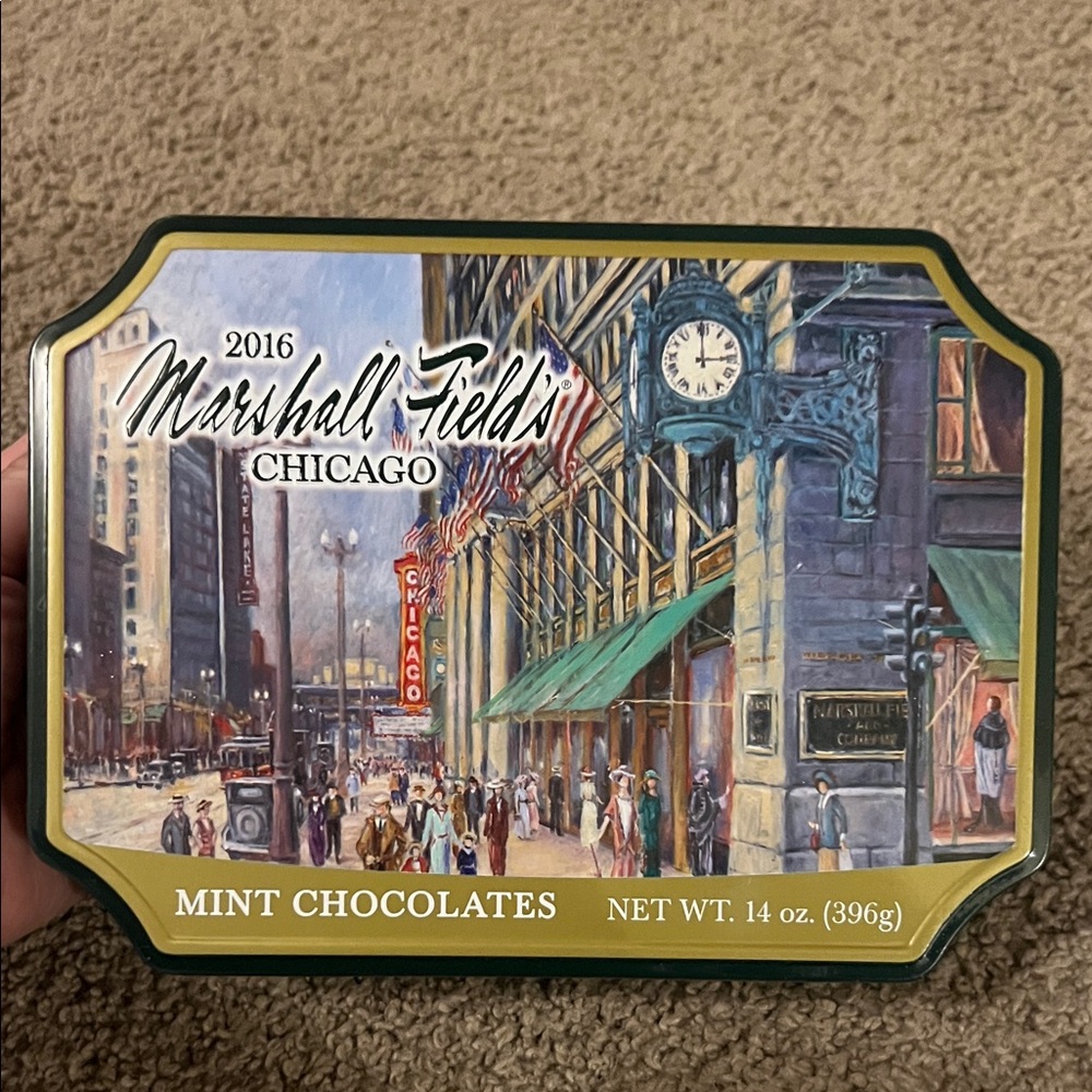 Marshall Field’s Chicago Frango collector’s tin 2016 iconic clock & theater sign
